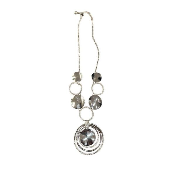 Liz Clairborne Silver Statement Necklace Adjustable Lobster Clasp - Picture 1 of 6